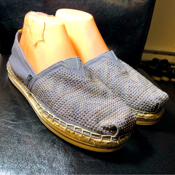 Skechers BOBS Breeze Moonbeams Stars Women's Gray Espadrilles Slip On Shoes Sz 8 - Picture 1 of 12